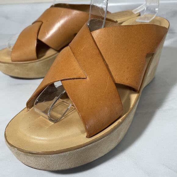 Kork Ease LANA Crisscross Slide Sandal Women’s 9 Brown Platform Wedge Boho - Picture 4 of 15